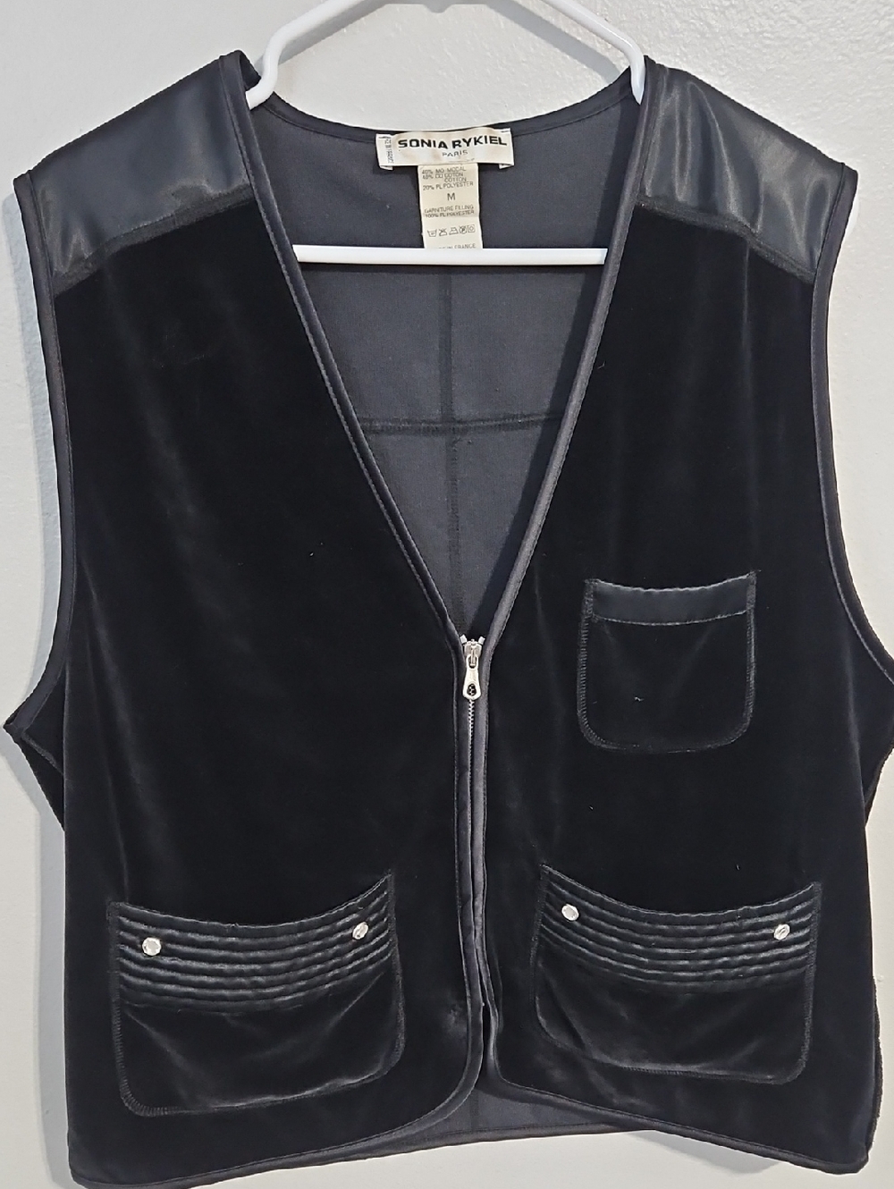 Vintage Sonia Rykiel Black Velvet Zip-Up Vest